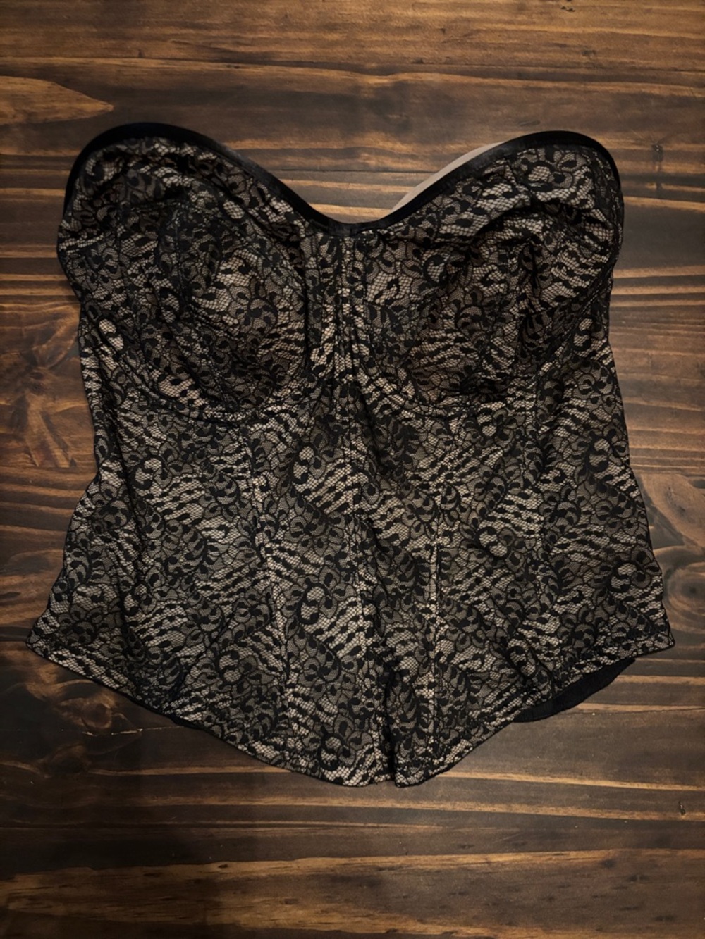 Lunaire 36DD Bustier lace black nude